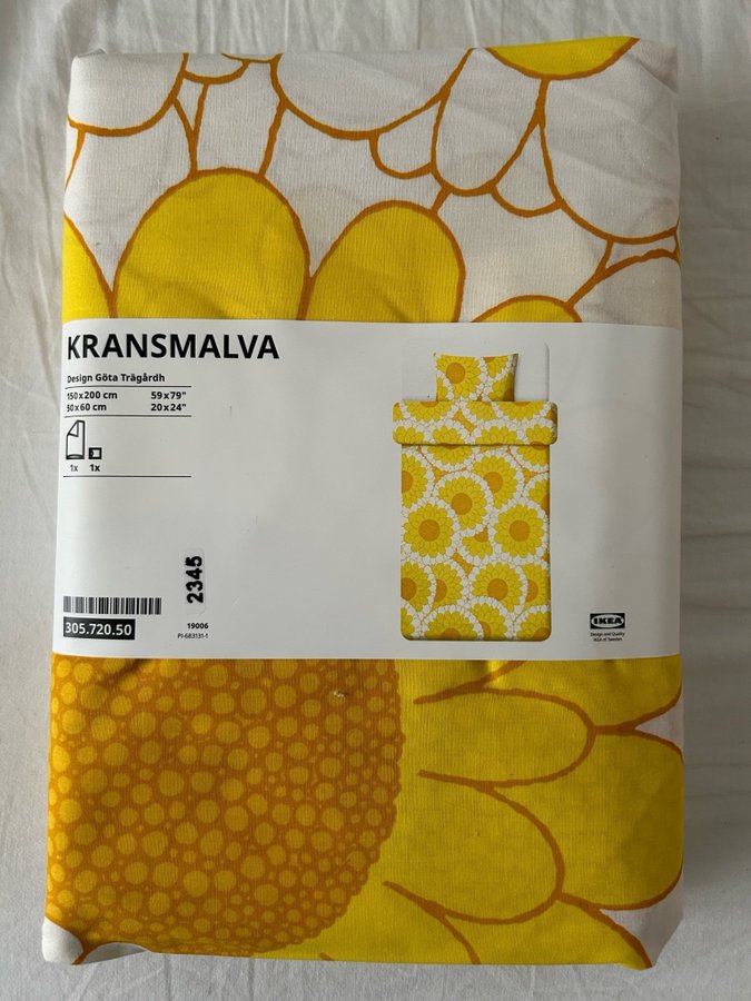 Göta Trägårdh Majsol påslakan gul 150x200 cm retro look