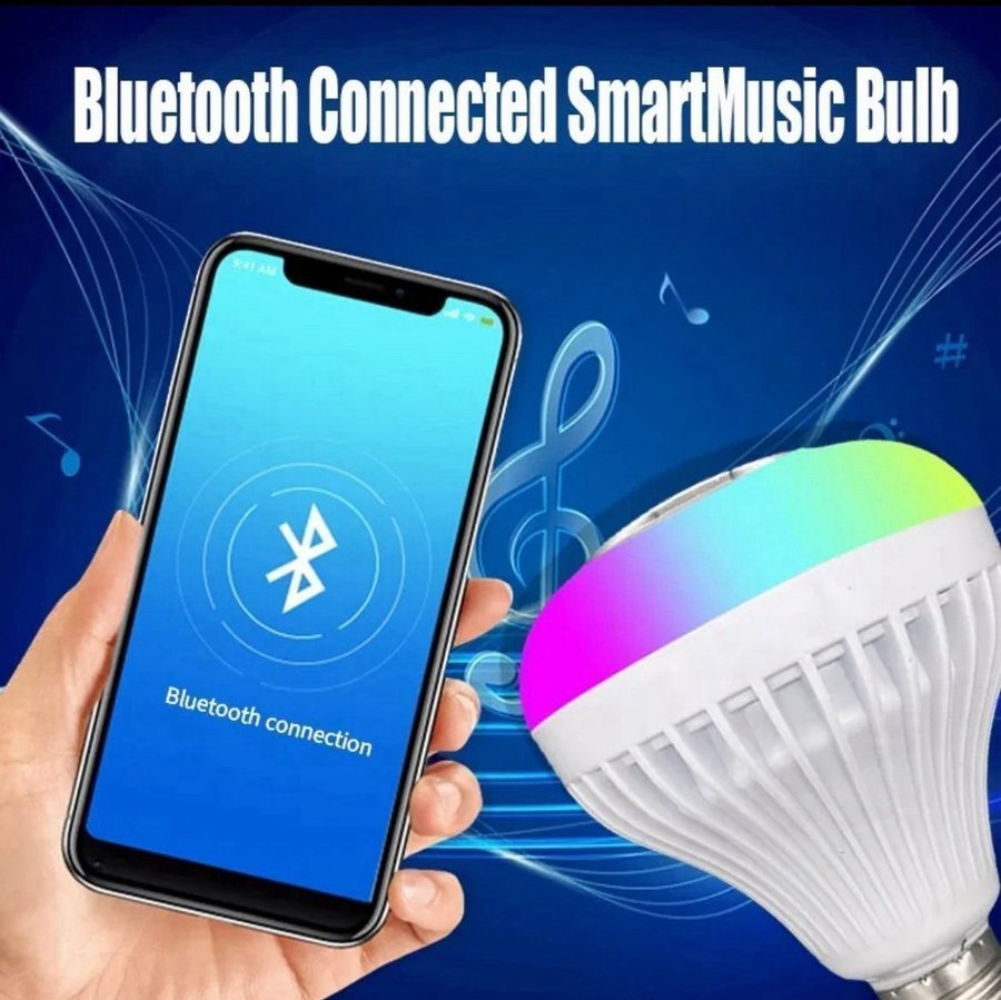 LED-musiklampa med inbyggd Bluetooth-högtalare trådlös smart glödlampa