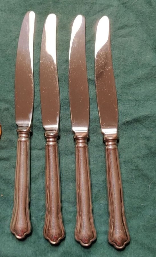 4 st ÄKTA Chippendale bordsknivar silver