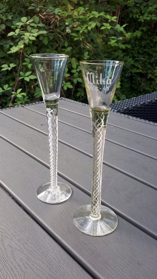 Old Perfect Holmegaard Twist Snaps Glas Engraved 22cm Snapseglas Likörglas