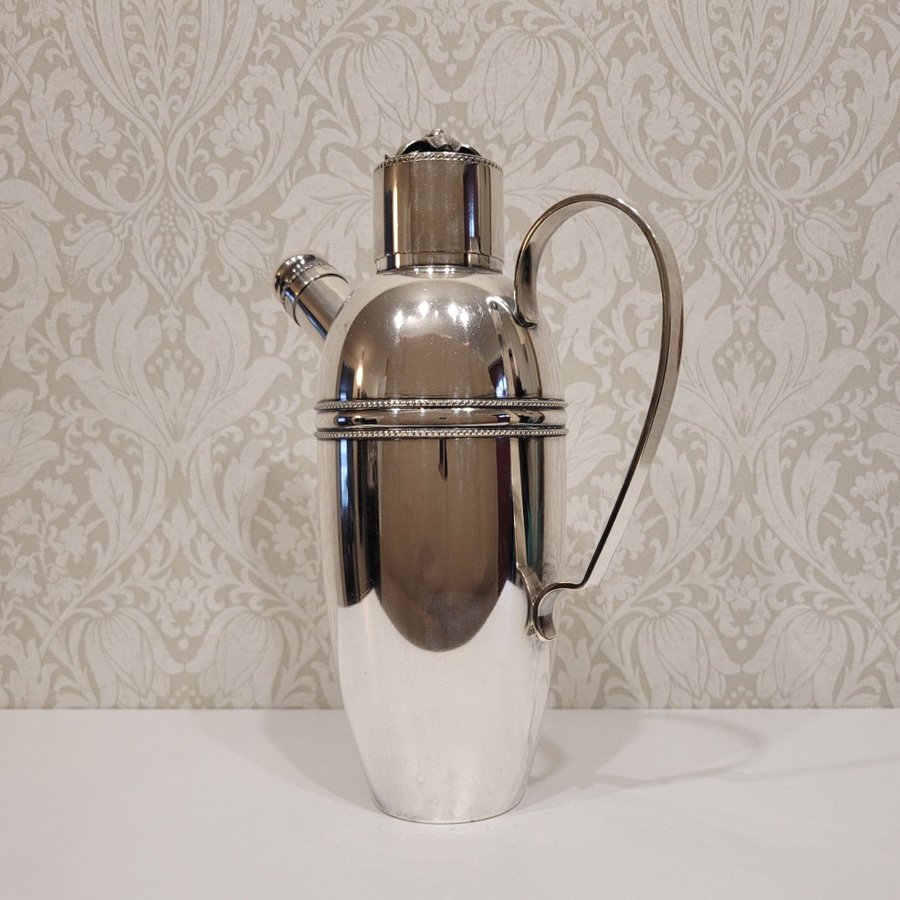 ART DECO Shaker med Blomma CGHallberg Nysilver Jugend Reliefdekor