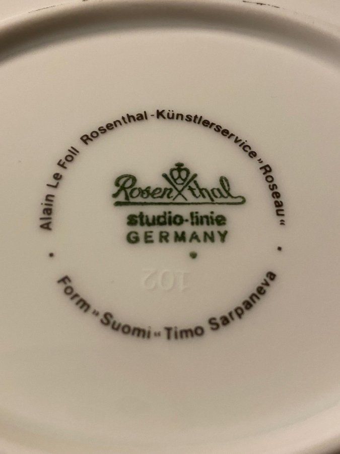 Rosenthal Studio-linie form ”Suomi” Timo Sarpaneva uppläggningsfat