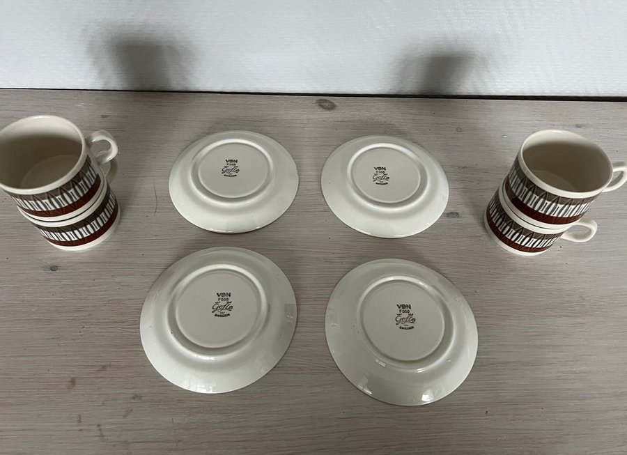 4 styck Kaffekopp assietter - Lansett Helmer Ringström Gefle