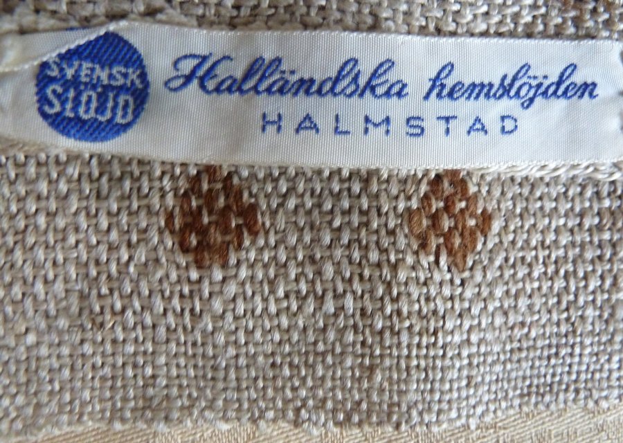 Handvävd Bonad Duk 30x26cm Linne/Ull Halländska hemslöjden Halmstad Retro