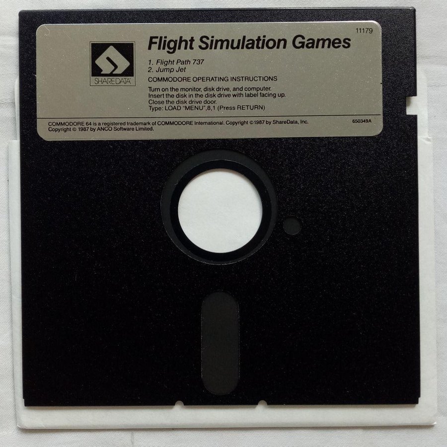 Flight Simulation Games (Sharedata) Lös Disk ->TESTAD<- Commodore 64 Spel
