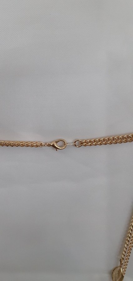 Helt ny oanvänd lång kombinerad halskedja ( 2 rader ) Gulddoublé