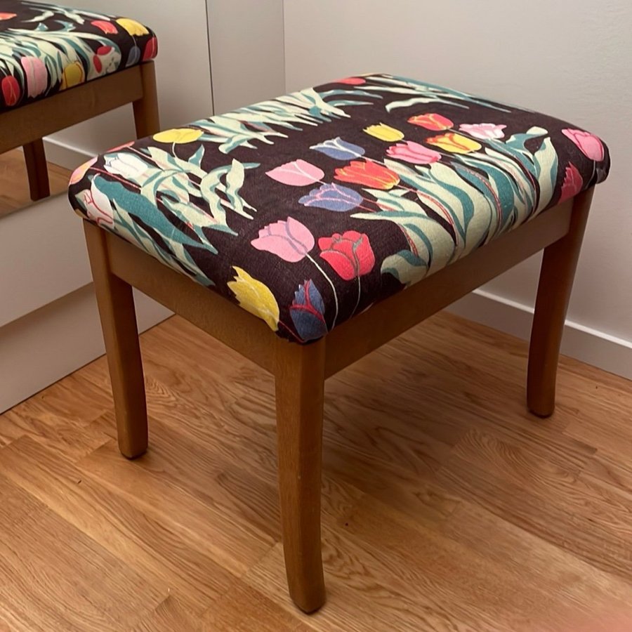 Ek Skandiform Pianopall Pall Textil Josef Frank Svart ”Tulpaner”