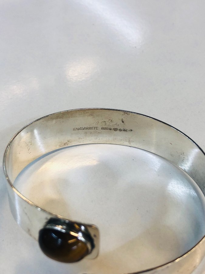 Arvo Saarela Enköping silver armband med tigeröga sten