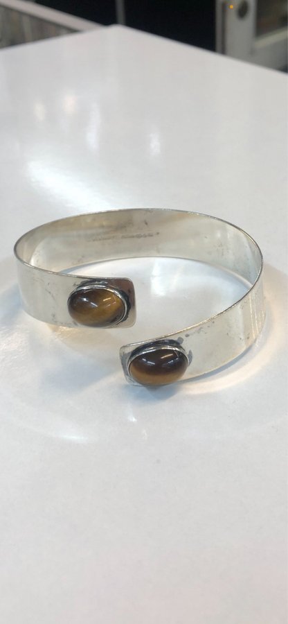 Arvo Saarela Enköping silver armband med tigeröga sten