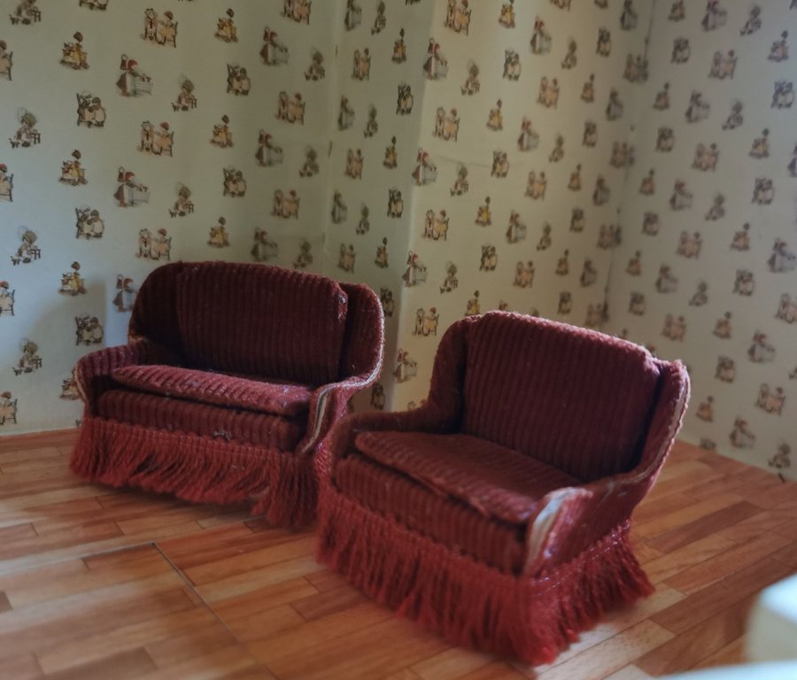 Lisa lænestole retro dukkehusmøbler Lundby dukkehus