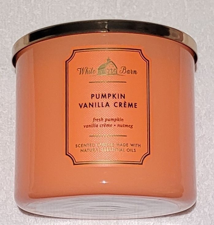 PUMPKIN VANILLA CREME Bath  Body Works 3-wick candle doftljus USA doft nutmeg