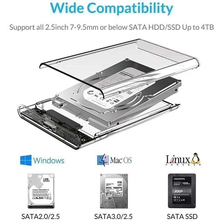 2 stycken Hårddisk USB Type-C 31 Gen2 SATA SSD/HDD-fodral