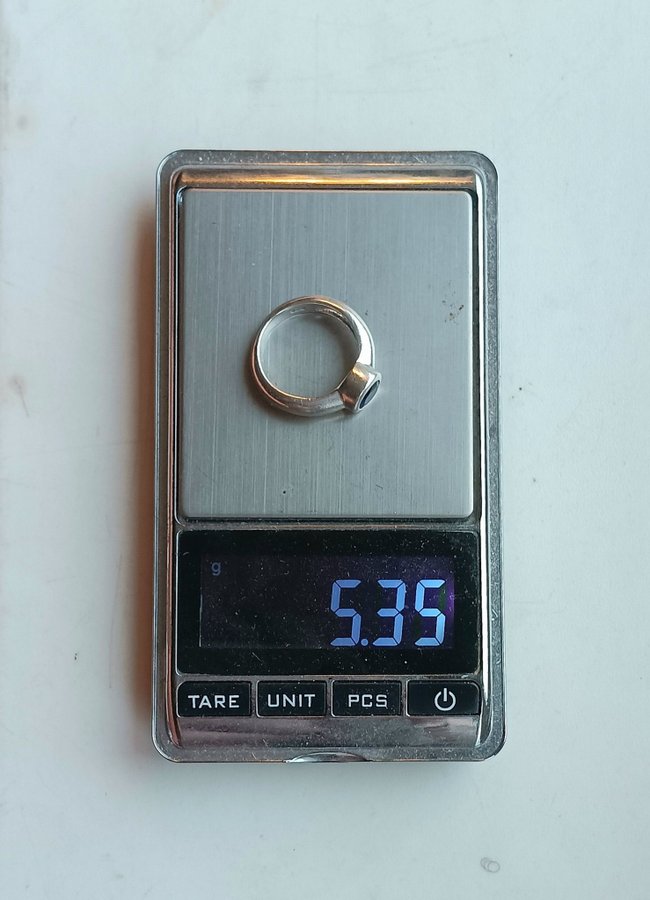 Vacker  Rejäl Ring Sterling Silver Med Blå Ädelsten 17mm Ø 535 GRAM! Toppskick