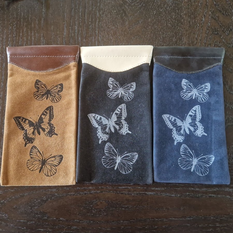 3 st Vintage Glasögonfodral Glasögonväska med fjärilar