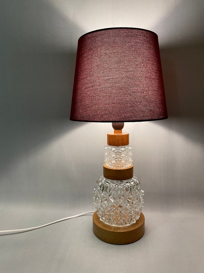 Retro Bordslampa i teak och glas