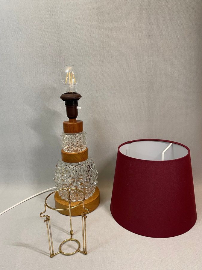 Retro Bordslampa i teak och glas