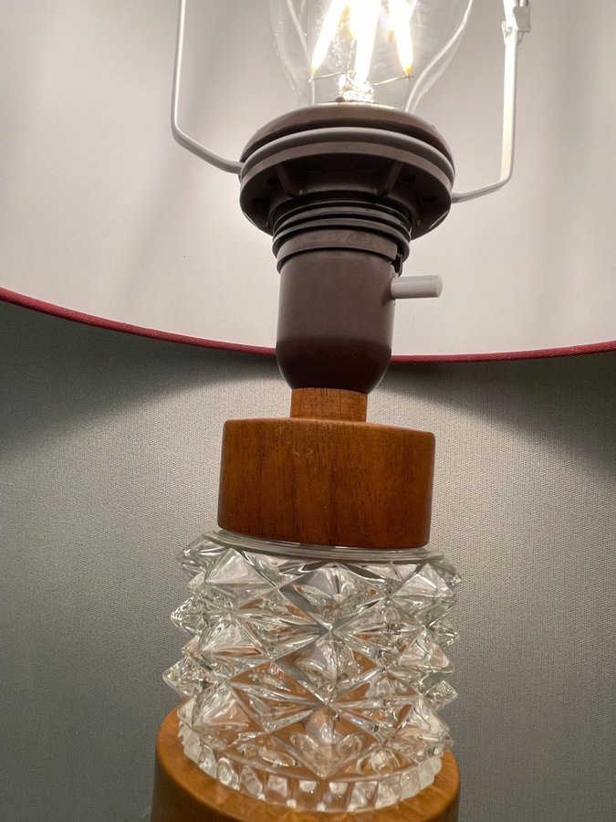 Retro Bordslampa i teak och glas