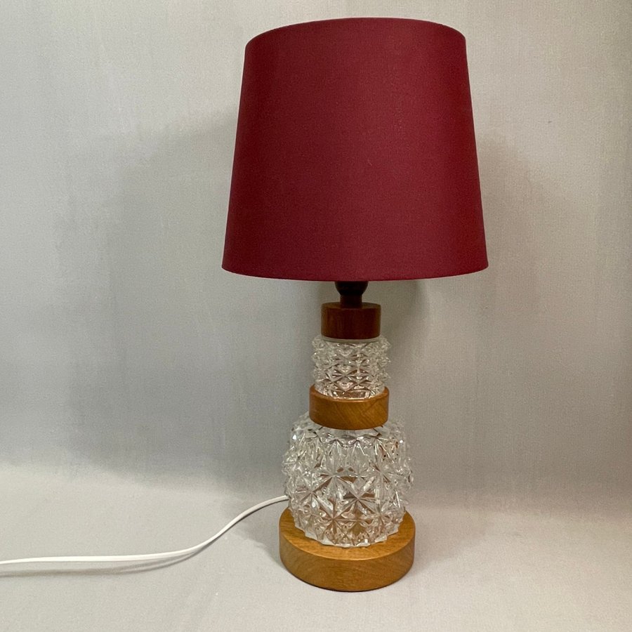 Retro Bordslampa i teak och glas