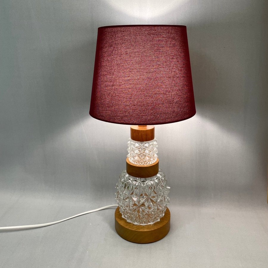 Retro Bordslampa i teak och glas
