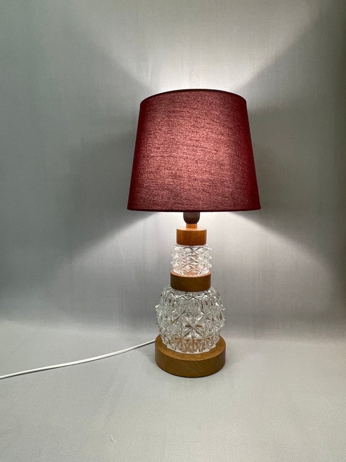 Retro Bordslampa i teak och glas