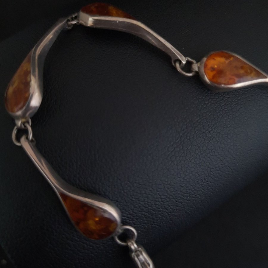 Vacker design armband Sterling silver Bärnsten Drops