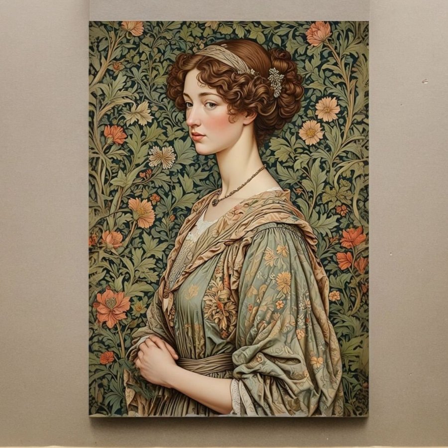 Hård tavla; The flower lady William Morris
