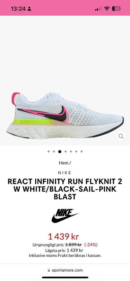 Nike react infinity flyknit löpning löparskor