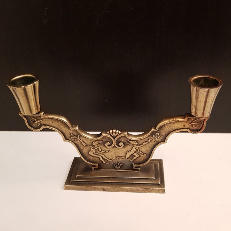 Art Deco ljusstake stjärnmetall med figurer Antik troligtvis