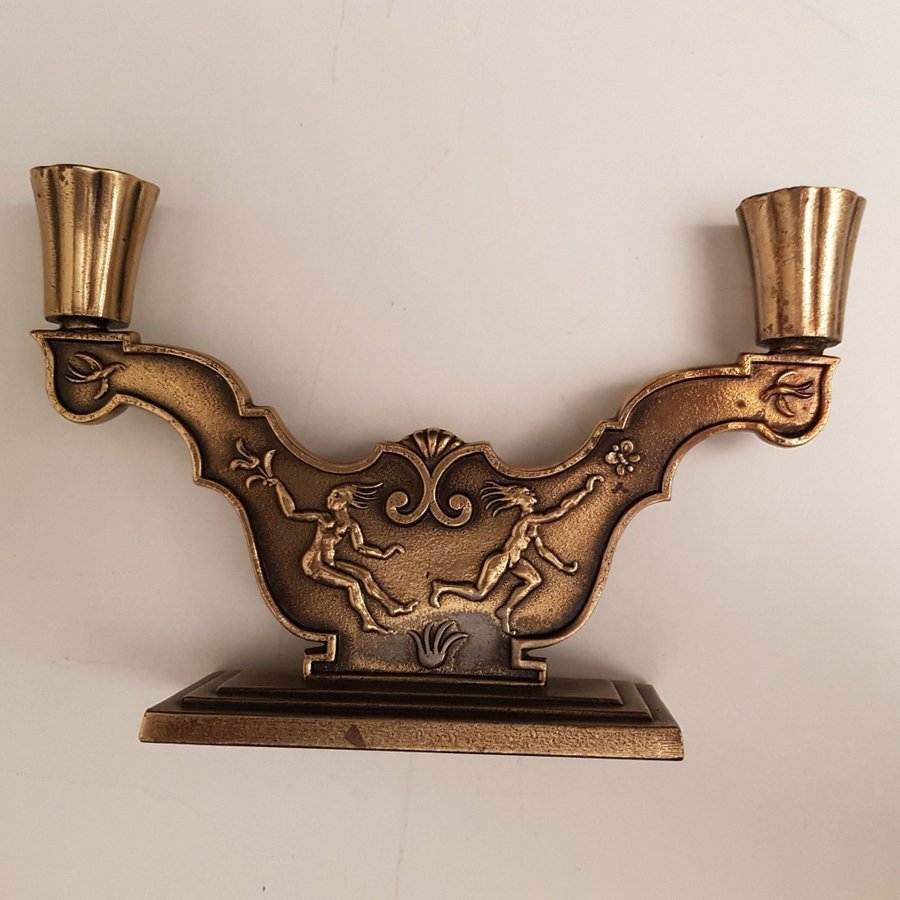 Art Deco ljusstake stjärnmetall med figurer Antik troligtvis