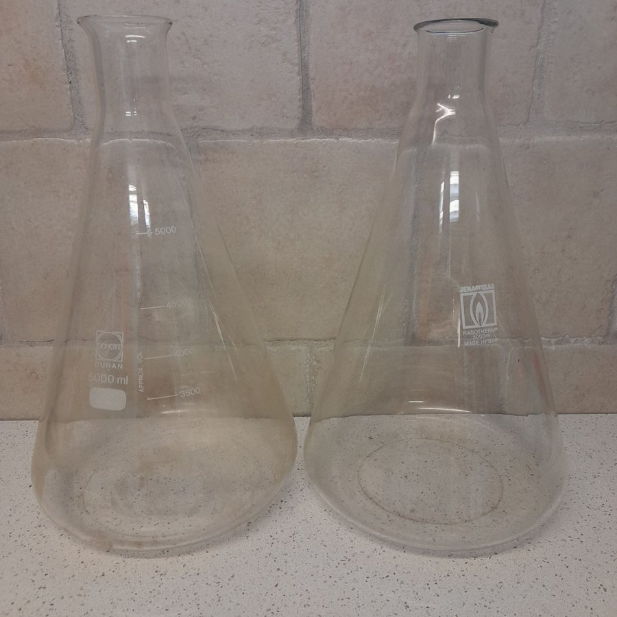 2 fina stora vaser eller glasflaskor retro  vintage