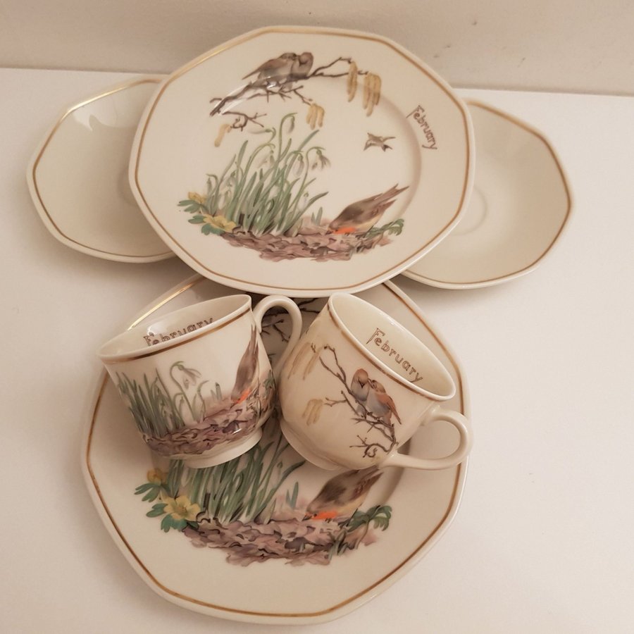 Heinrich Tyskland Villeroy  Boch Set med 2 tekoppar/Kaffekoppar med assiett