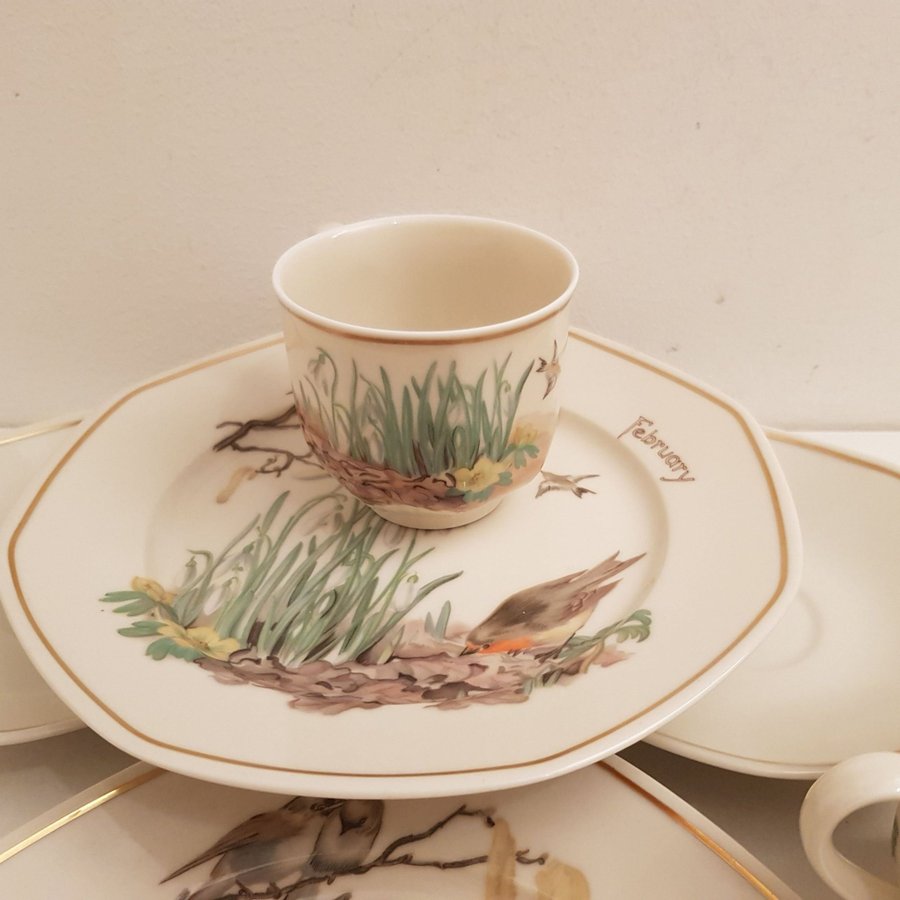 Heinrich Tyskland Villeroy  Boch Set med 2 tekoppar/Kaffekoppar med assiett