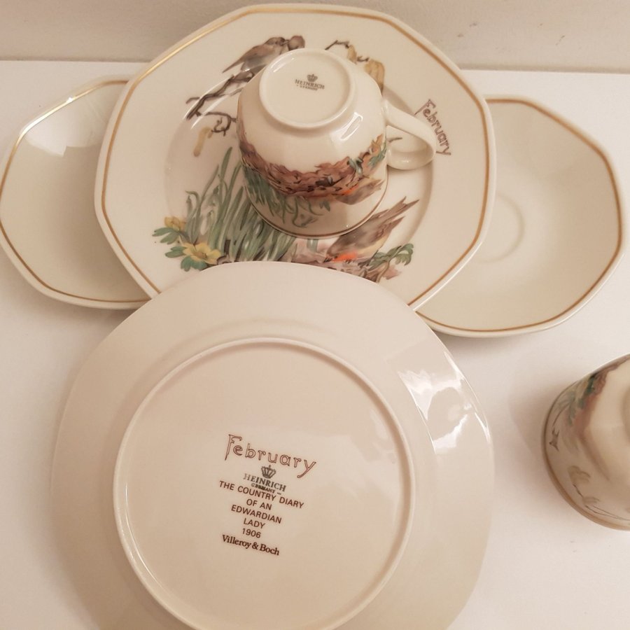 Heinrich Tyskland Villeroy  Boch Set med 2 tekoppar/Kaffekoppar med assiett