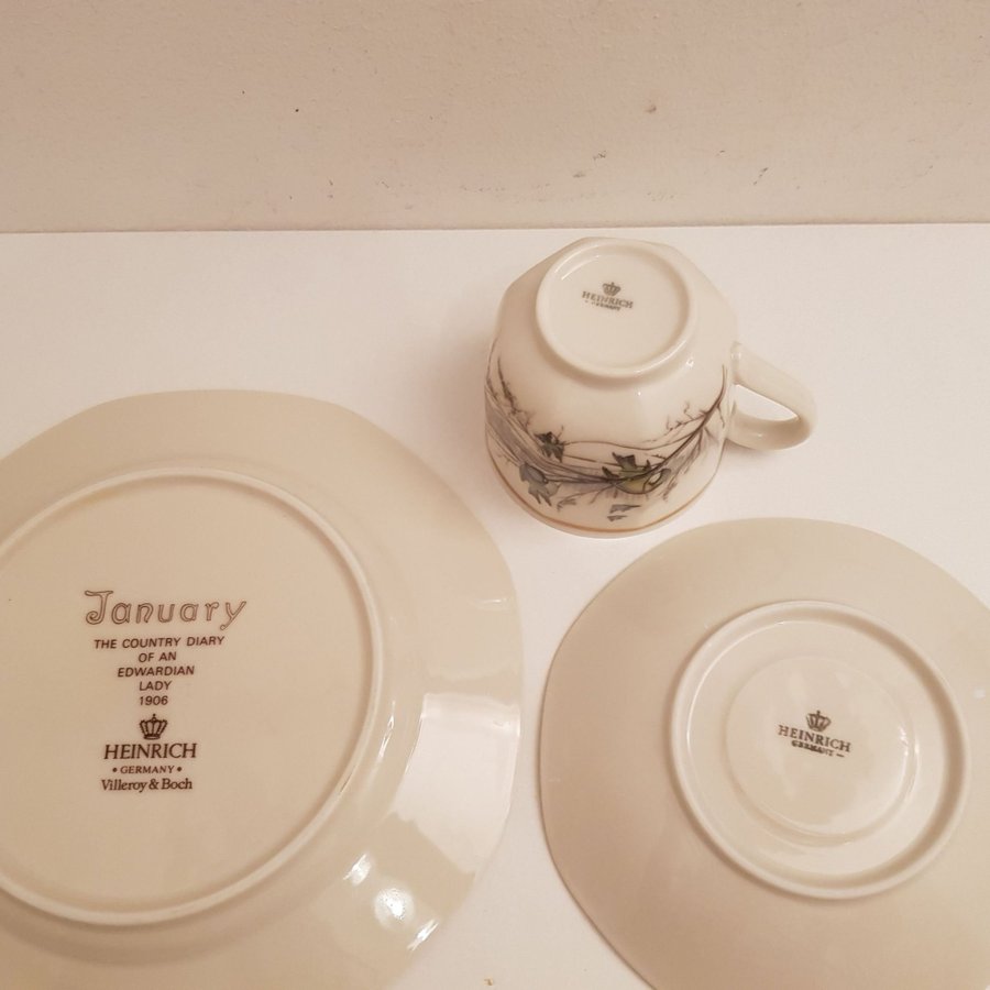 Heinrich Tyskland Villeroy  Boch Set med 1 tekopp/Kaffekopp med assiett