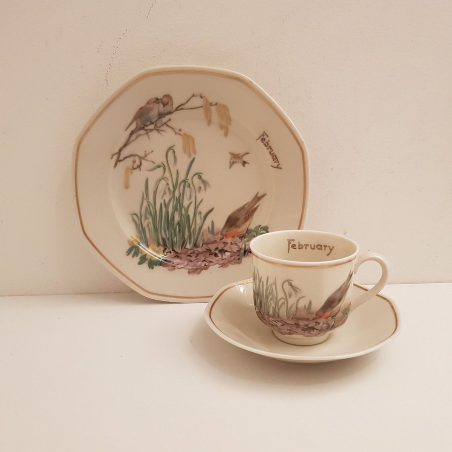 Heinrich Tyskland Villeroy  Boch Set med 1 tekopp/Kaffekopp med assiett januar