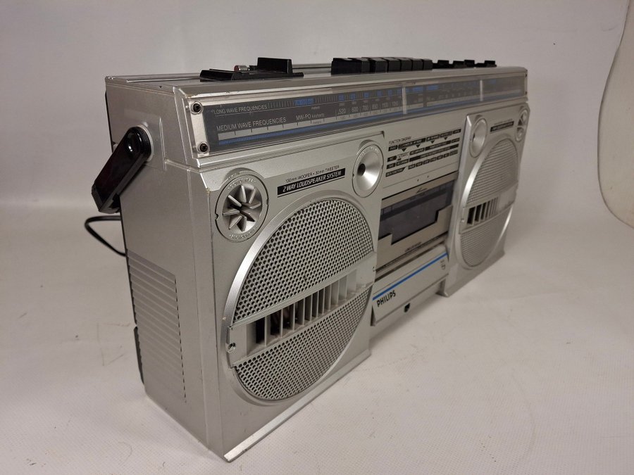 PHILIPS Kassettbandspelare Radio Ghetto blaster bergsprängare boombox retro