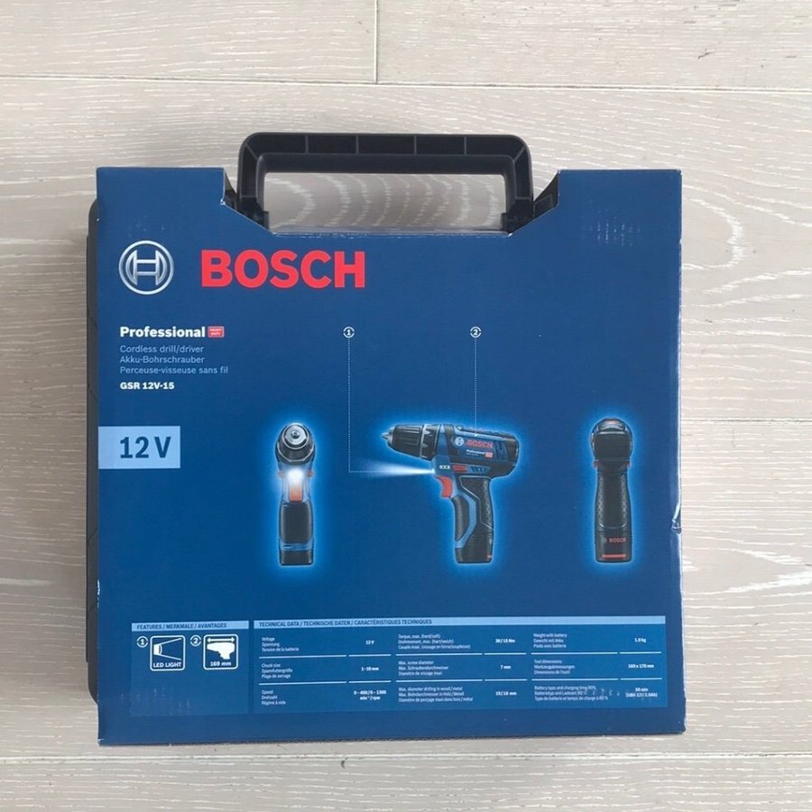 Bosch Professional GSR 12V-15 skruvdragare med 2st 20Ah batteri och box