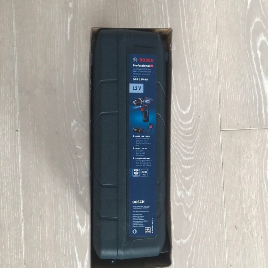 Bosch Professional GSR 12V-15 skruvdragare med 2st 20Ah batteri och box