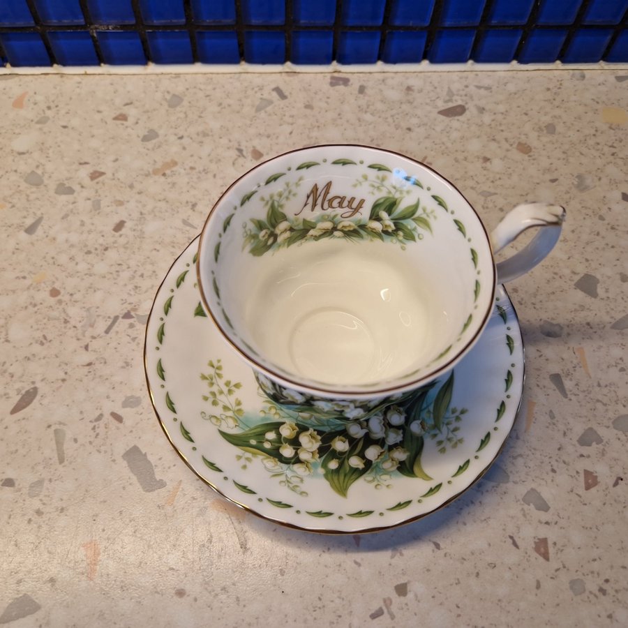 Månadskopp May Royal Albert Flower of the month retro kaffekopp liljekonvalj