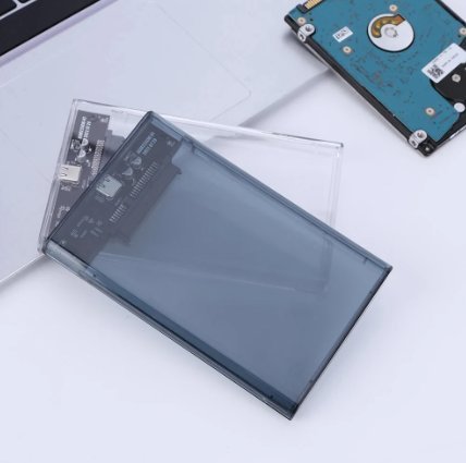 Transparent HDD-fodral Caddy Box SSD SATA till USB 30 Type-C 31