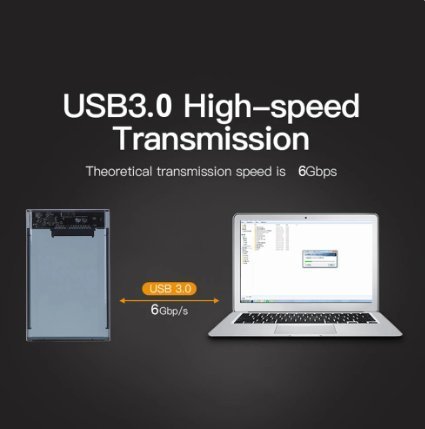 Transparent HDD-fodral Caddy Box SSD SATA till USB 30 Type-C 31