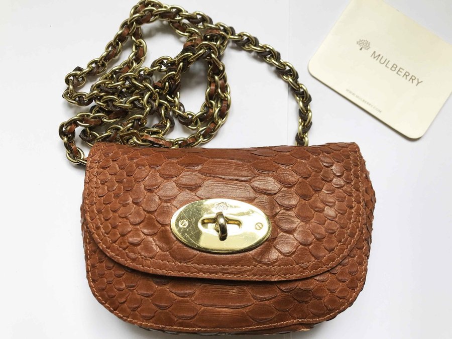 Genuine Mulberry mini lily exotic leather bag brown special edit certificate