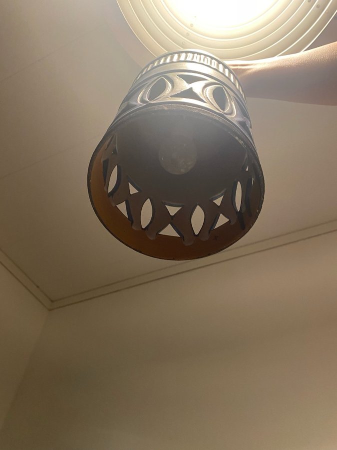 Blå tak-lampa 1960-/70-tal i keramik av Irma Yourstone IY