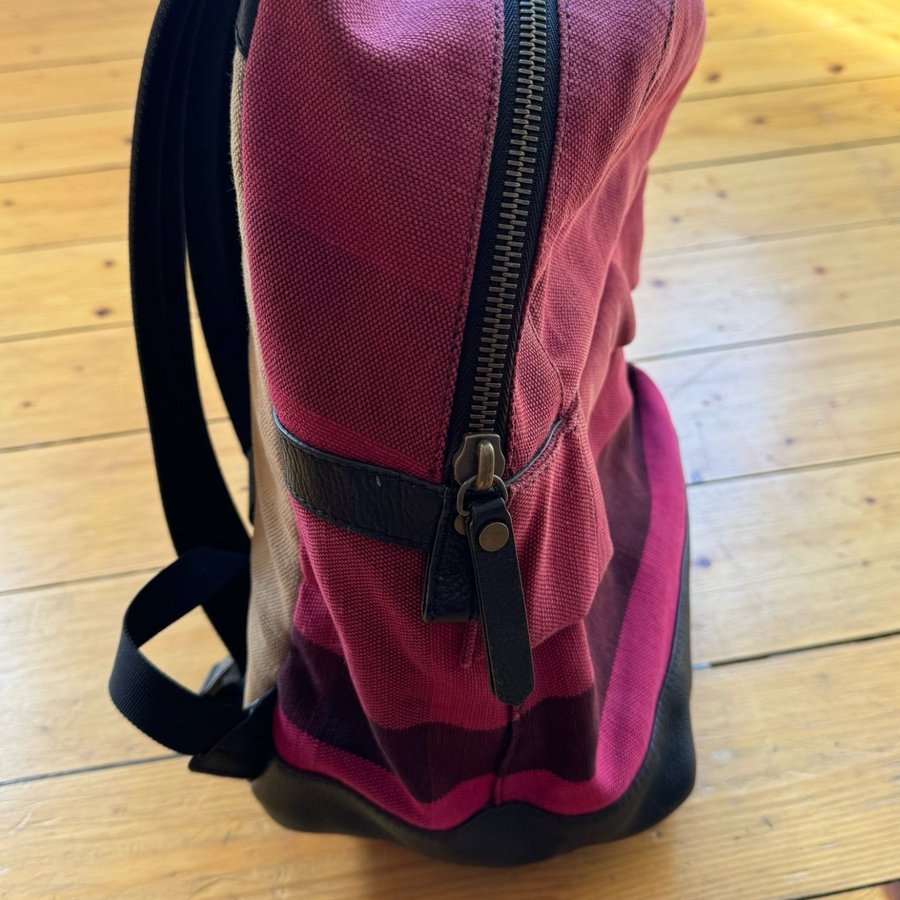 Burberry - Overdyed Canvas Check Backpack Plum