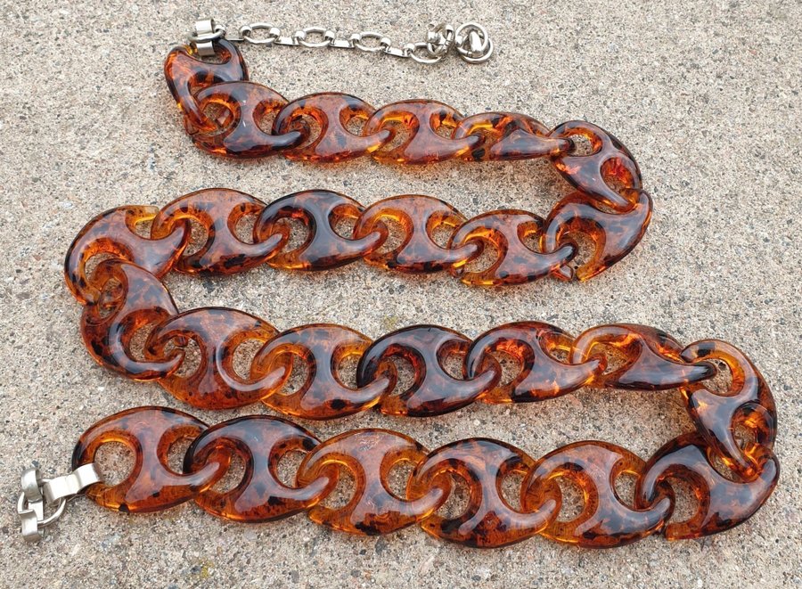 Long Vintage 1970s AMPCP made Italy skärp halsband bälte belt Link belt Necklace