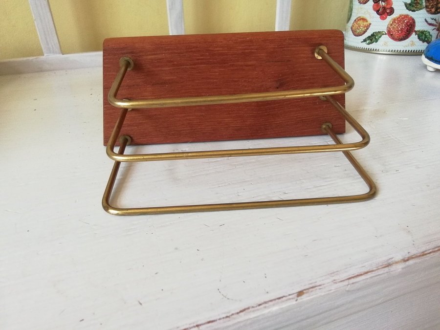 Vintage brevställ Teak / mässing