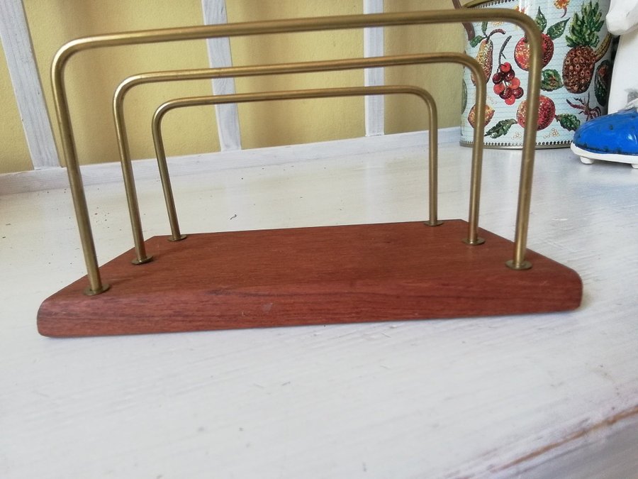 Vintage brevställ Teak / mässing