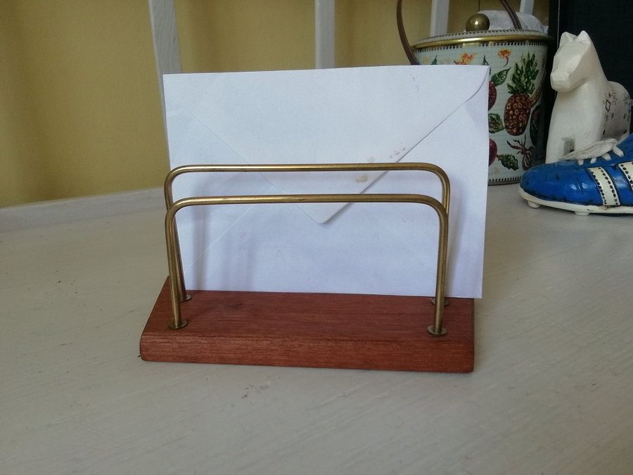 Vintage brevställ Teak / mässing