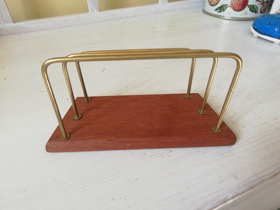 Vintage brevställ Teak / mässing