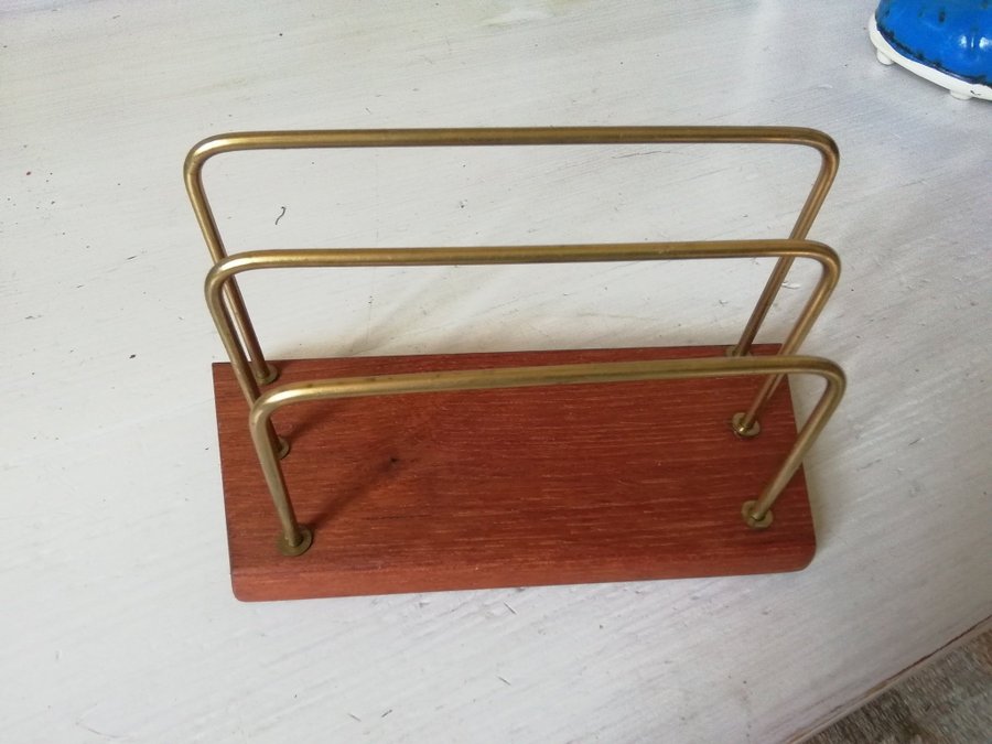 Vintage brevställ Teak / mässing